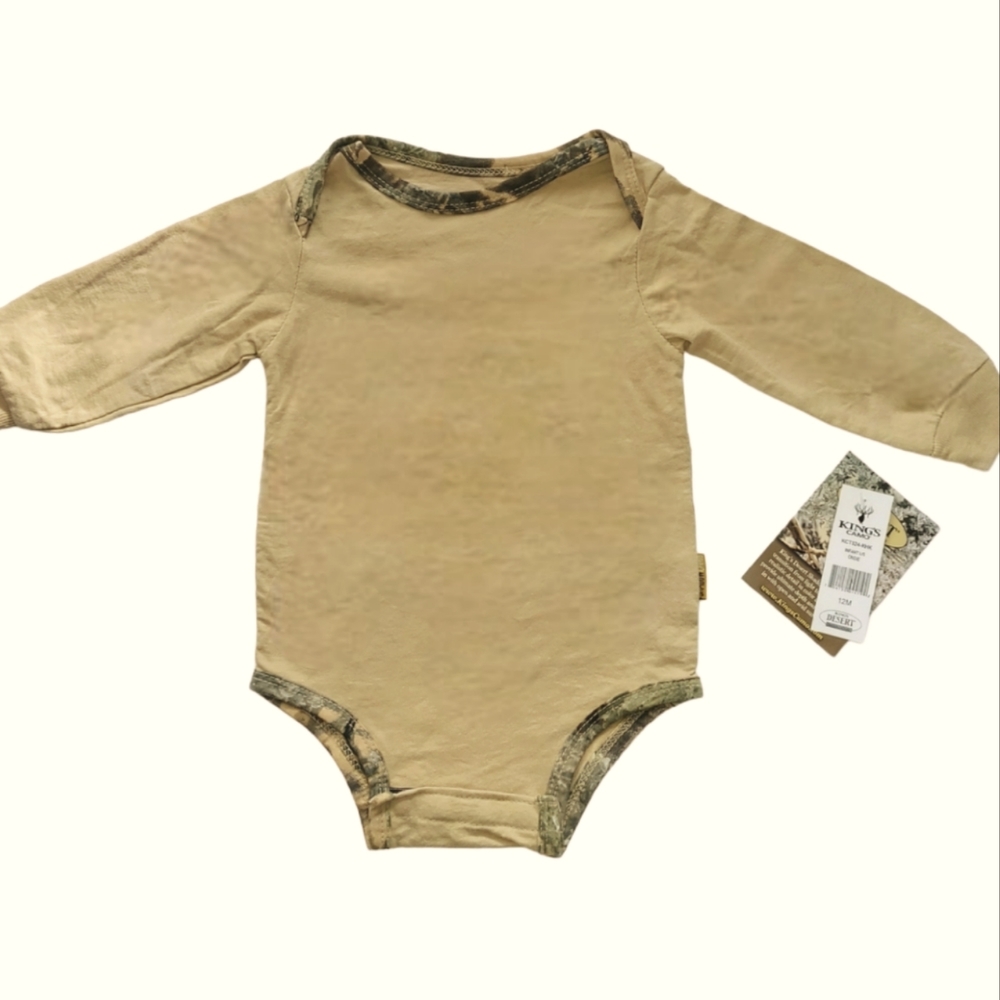 Kings Camo Baby Camoflauge Trim & Trim 12M Cotton Blend Onsie Top | 3/$15